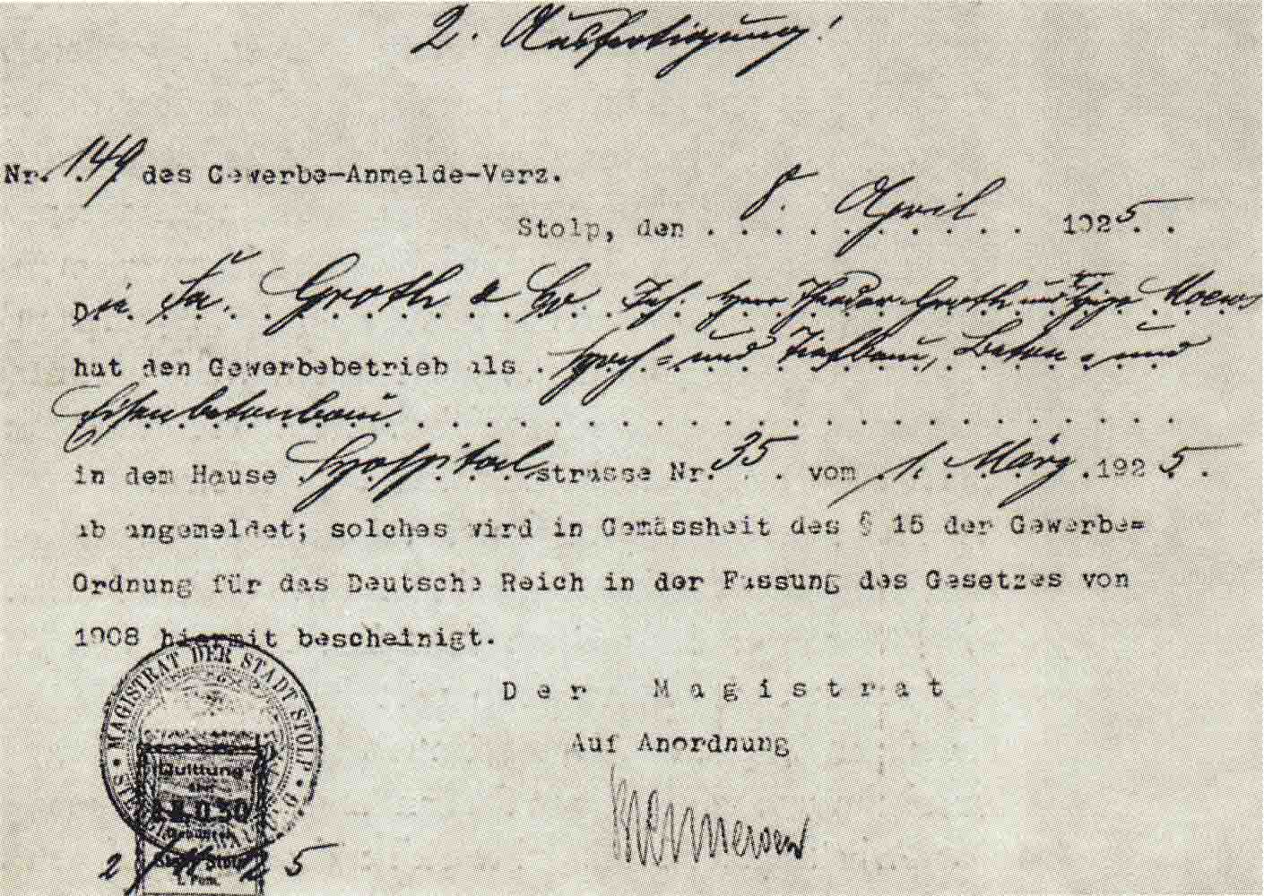 Eintrag ins Handelsregister